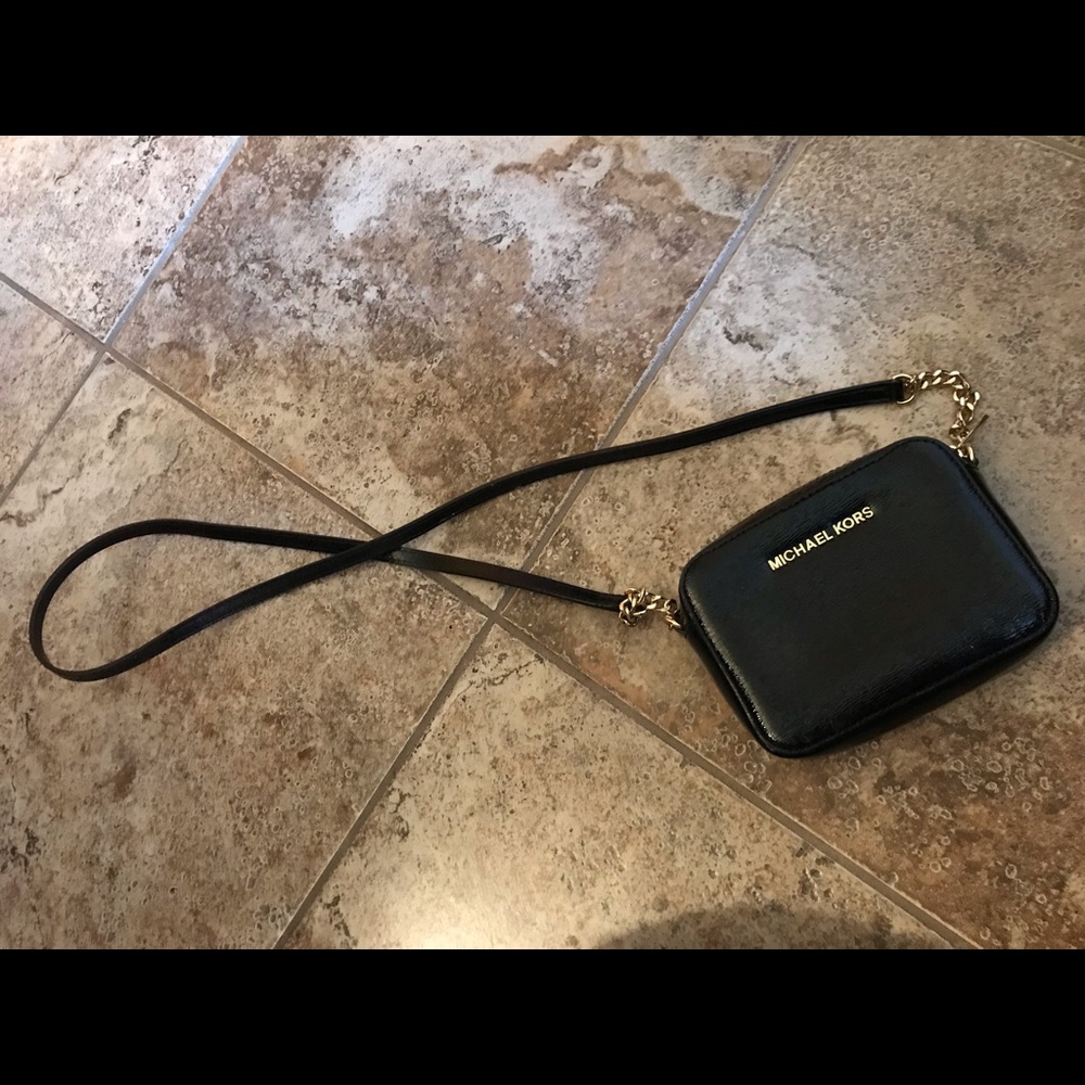 Michael Kors small jet black cross body purse